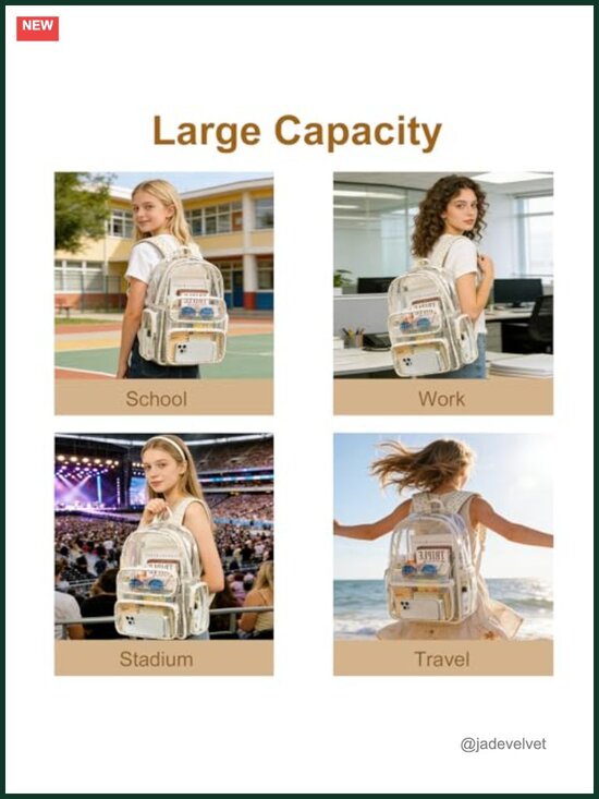 Clear Backpack Heavy Duty Transparent 17\